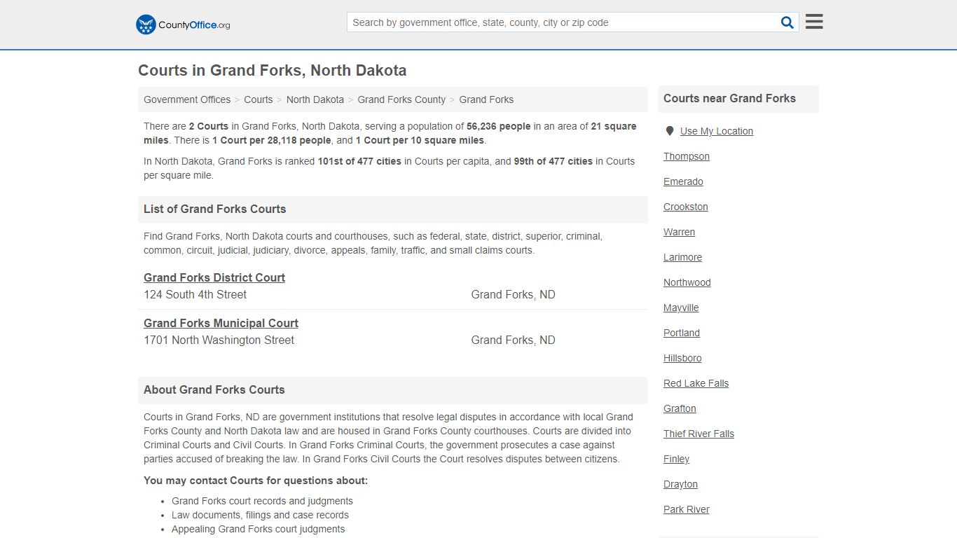 Courts - Grand Forks, ND (Court Records & Calendars)